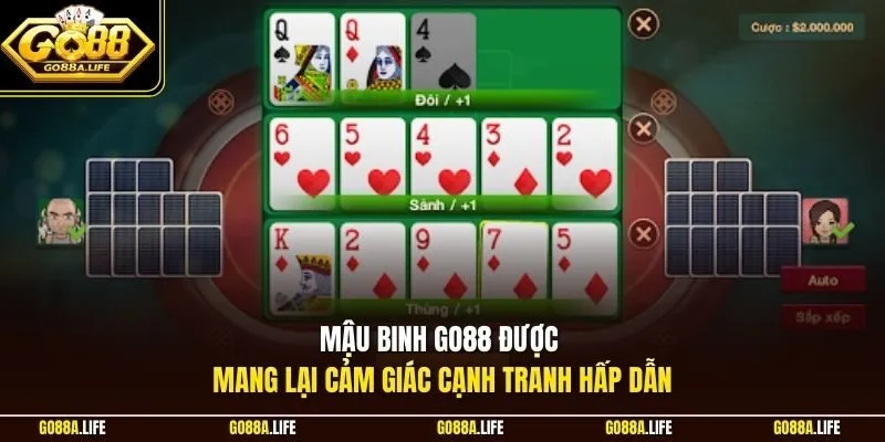 Mậu binh GO88 được mang lại cảm giác cạnh tranh hấp dẫn